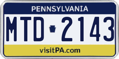 PA license plate MTD2143