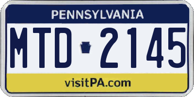 PA license plate MTD2145