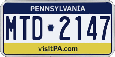 PA license plate MTD2147