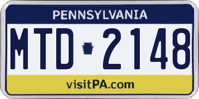 PA license plate MTD2148