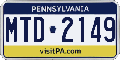 PA license plate MTD2149