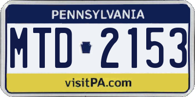 PA license plate MTD2153
