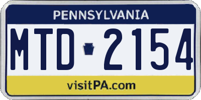 PA license plate MTD2154