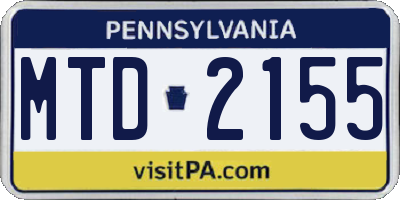 PA license plate MTD2155