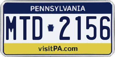 PA license plate MTD2156