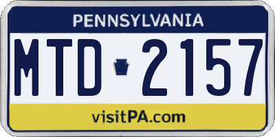PA license plate MTD2157