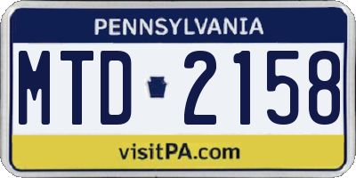 PA license plate MTD2158