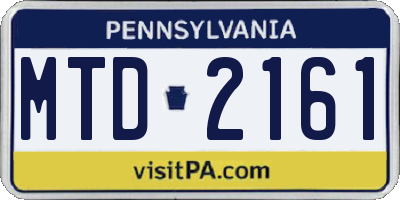 PA license plate MTD2161