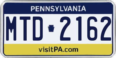 PA license plate MTD2162