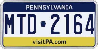PA license plate MTD2164
