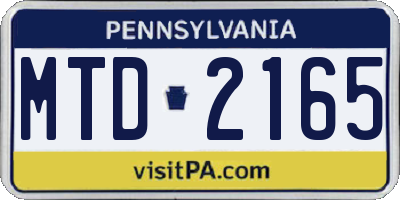 PA license plate MTD2165