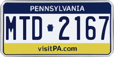 PA license plate MTD2167