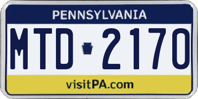 PA license plate MTD2170