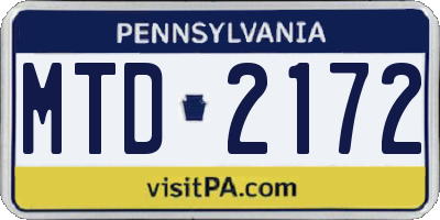 PA license plate MTD2172