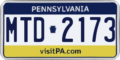 PA license plate MTD2173