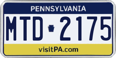PA license plate MTD2175