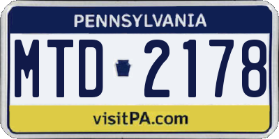 PA license plate MTD2178