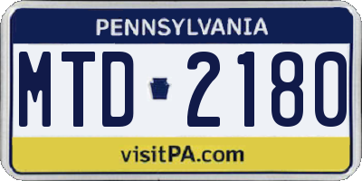 PA license plate MTD2180