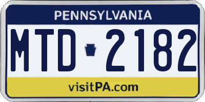 PA license plate MTD2182