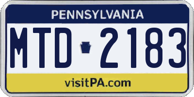 PA license plate MTD2183