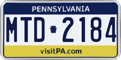 PA license plate MTD2184