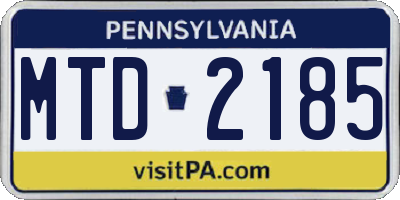 PA license plate MTD2185
