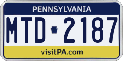 PA license plate MTD2187