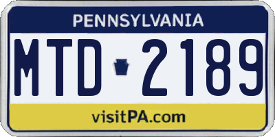 PA license plate MTD2189