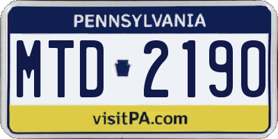 PA license plate MTD2190