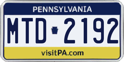 PA license plate MTD2192