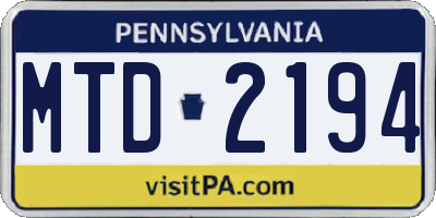 PA license plate MTD2194