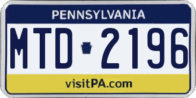 PA license plate MTD2196