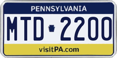 PA license plate MTD2200