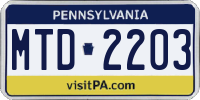 PA license plate MTD2203
