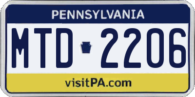 PA license plate MTD2206
