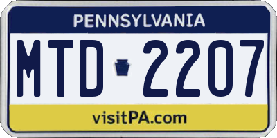 PA license plate MTD2207
