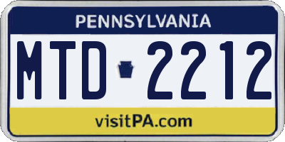 PA license plate MTD2212