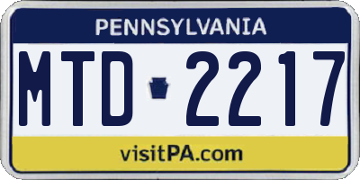 PA license plate MTD2217