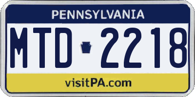 PA license plate MTD2218
