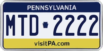 PA license plate MTD2222