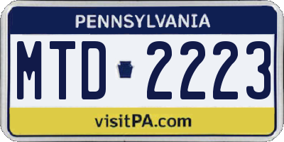 PA license plate MTD2223