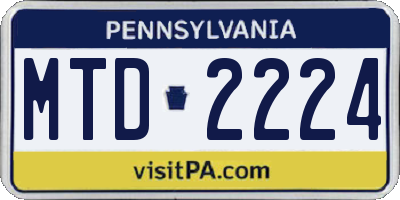 PA license plate MTD2224