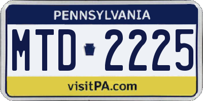 PA license plate MTD2225