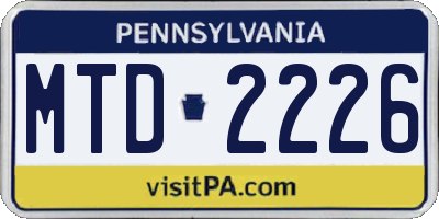 PA license plate MTD2226