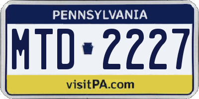 PA license plate MTD2227