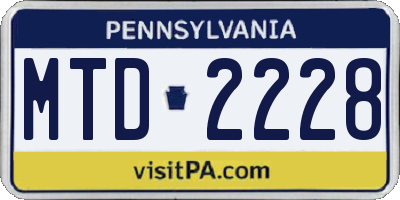 PA license plate MTD2228