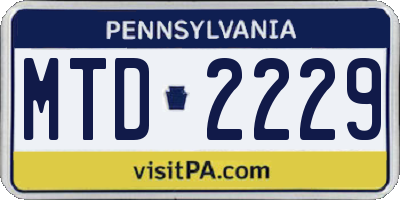 PA license plate MTD2229