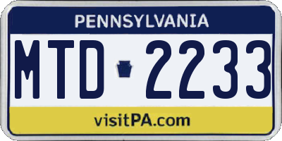 PA license plate MTD2233