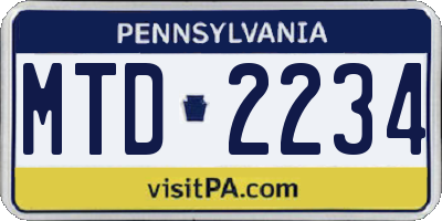 PA license plate MTD2234