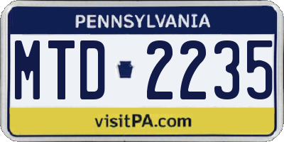 PA license plate MTD2235